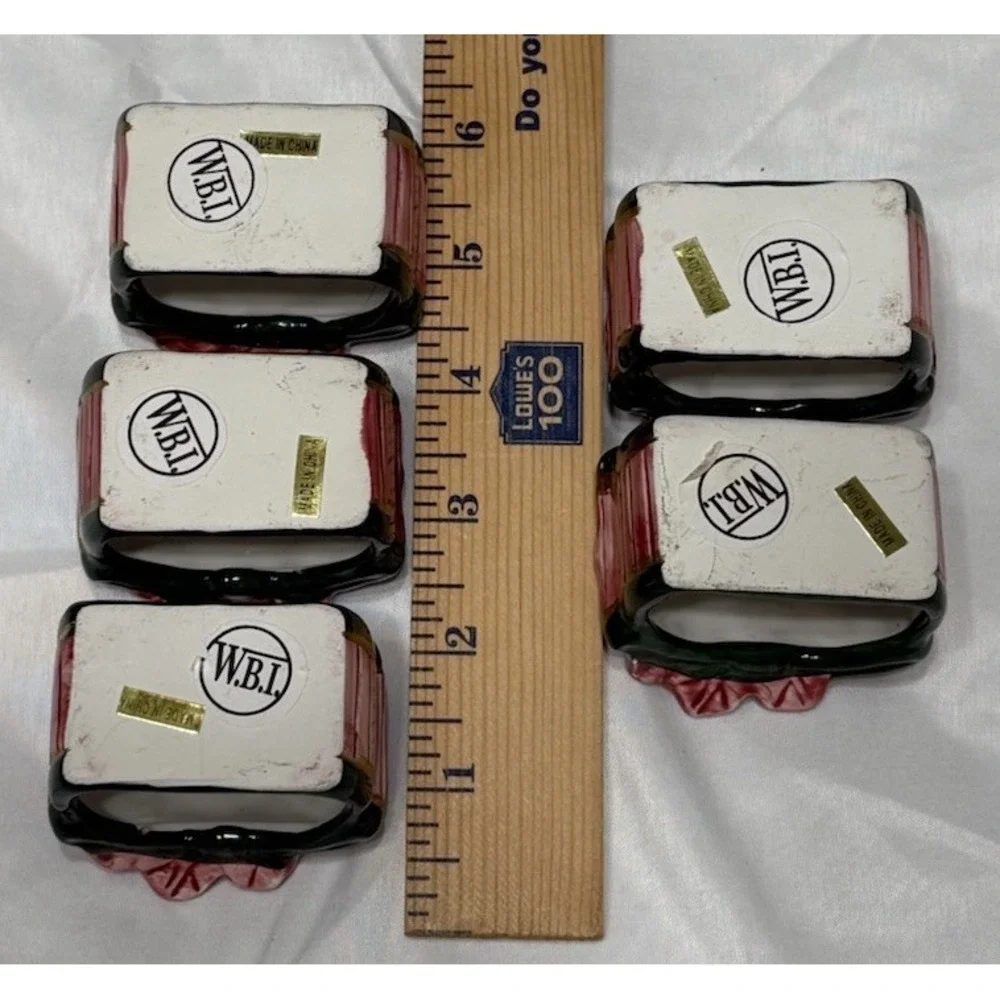 vintage holiday christmas poinsettia napkin ring‎ set of 5